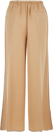Forte_Forte Womens Wide-Leg Trousers Beige Viscose Blend Acetate