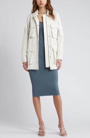 Open Edit Oversize Twill Utility Jacket in Ivory Cloud at Nordstrom, Size Xx-Small