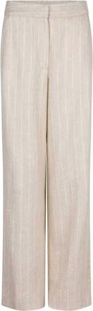 Esqualo Womens Pinstripe Linen Trousers In Tan