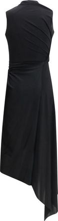 Balenciaga Asymmetrical Draped Polyamide Dress - Black