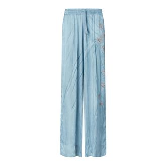 Pinko Wide Trousers, female, Blue, Size: XS Rikky Viscose Trousers