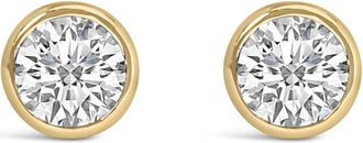 House of Brilliance 14K Yellow Gold 1.0 Cttw Lab Grown Diamond Screw-Back Classic Bezel Solitaire Stud Earrings