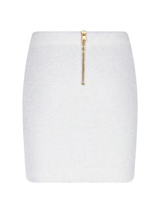 Balmain Womens Skirts White Cotton