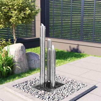 vidaXL Fuente De Jard&iacute;n De Acero Inoxidable Plateado 48x34x88 Cm Vidaxl