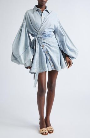 Zimmermann Rebellion Denim Wrap Minidress in Castaway at Nordstrom, Size 0P
