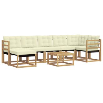 vidaXL Conjunto De Sof&aacute;s De Exterior Con Coj&iacute;n 8 Pcs Blanco Y Crema Vidaxl