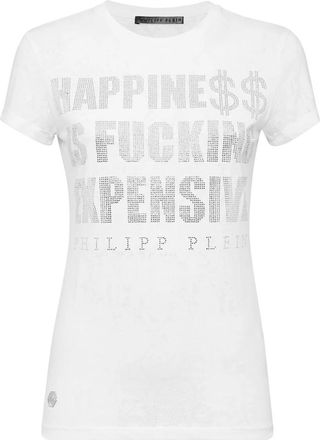 Philipp Plein T-Shirt Ronde Hals - Dames - T-shirts - Wit - XL - Katoen - Tops