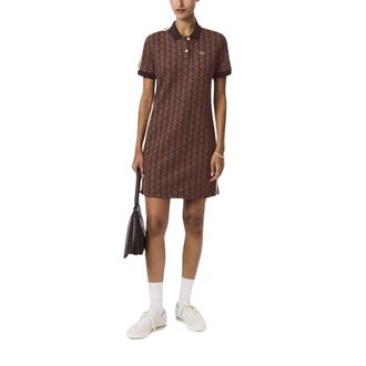 Lacoste Polo jurk met geometrisch patroon - Dames - Korte kleedjes - Bruin - XS - Kleedjes