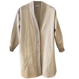 Max Mara Camel Leather Trimmed Wool & Cashmere jacket Size M