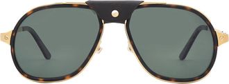 Cartier Polarized Green Pilot Unisex Sunglasses CT0241S 002 57