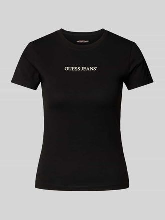 Guess Slim Fit T-Shirt mit Label-Print in Black, Gr&ouml;&szlig;e XS