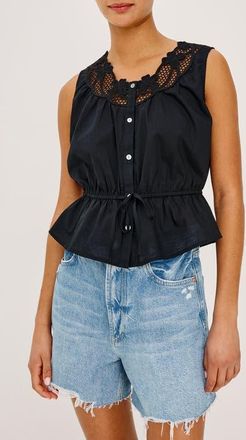 Rails Leilani Peplum Cotton Button-Up Top in Black at Nordstrom, Size Xx-Large