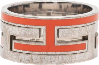 Herm&egrave;s Silver Orange Silver 925 Band Ring (Pre-Owned)
