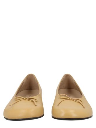 Paloma Wool Beige Leather Flats with Bow Detail and Classic Silhouette