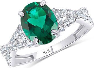 MAX + STONE Solid 10k Yellow or White Gold Gemstone Oval Cut Birthstone Ring