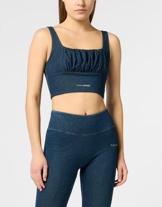 Plein Sport Top Denim Touch Ps Women in Darkblue at Nordstrom, Size Medium