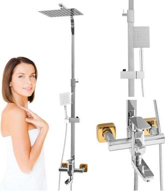 Desconocido Conjunto De Ducha De Superficie Cubo S-1196 Cromado