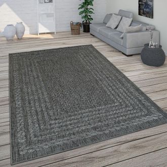 Paco Home Paco Home - Alfombra Interior Exterior Balc&oacute;n Terraza Cocina Dise&ntilde;o Escandinavo Moderno 80x150 Cm, Antracita