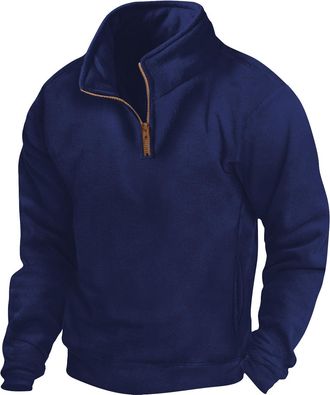 Generic 1/4 Zip Jumper Mens, Sweatshirts for Men UK Tactical 1/4 Zip Jumper Mens Warm Fleece Military Sweatshirt Pullover Long Sleeve Polo Shirts Spring Winte