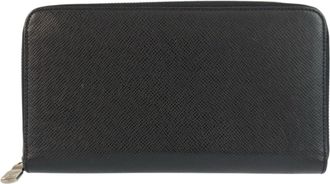 Louis Vuitton Black Noir Leather Long Wallet (Bi-Fold) (Pre-Owned)