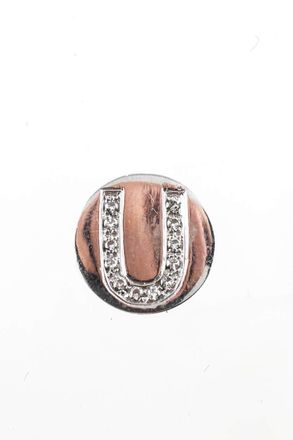 Spallanzani Sterling Silver Diamond Initial U Letter Magnetic Round Charm