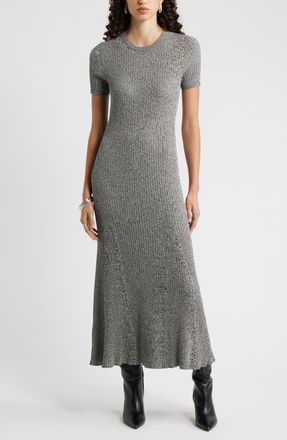 Nordstrom Rib Knit Dress in Beige-Black Marl at Nordstrom, Size Xx-Small