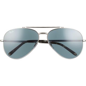 Ray-Ban New Aviator 62mm Oversize Pilot Sunglasses in Silver /Blue at Nordstrom