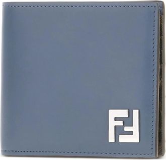 Fendi Portafoglio in pelle con placca logo - Blu