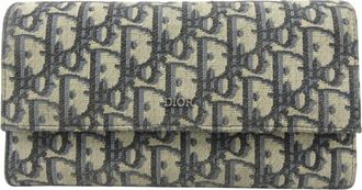 Dior Beige Black Cotton Canvas Long Wallet (Bi-Fold) (Pre-Owned)