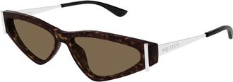 Alexander McQueen Stijlvolle zonnebril Am 0493S in zwart - Dames - Zonnebrillen - Bruin - 57 MM - Accessoires