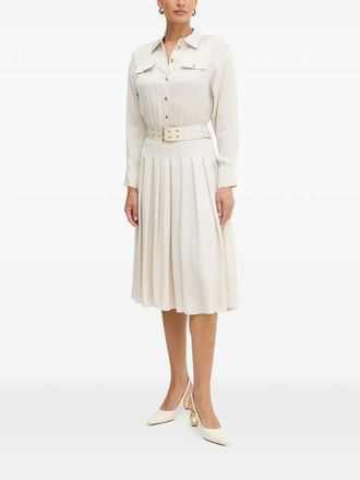 Marciano polo-collar pleated midi dress - women - Fabric - 38 - Neutrals