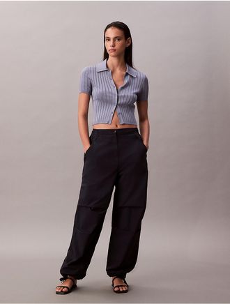 Calvin Klein Jeans Calvin Klein Womens Crinkle Nylon Parachute Pants - Navy - XS