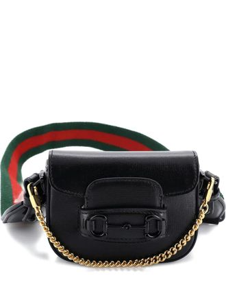 Gucci Horsebit 1955 Flap Wallet with Strap Leather crossbody bag - Zwart