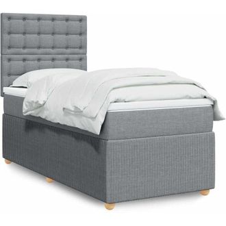 vidaXL Cama Box Spring Con Colch&oacute;n Tela Gris Claro 90x200 Cm Vidaxl