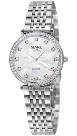 Gevril Group Atelier 57 Womens Diamond, Stainless Steel Case, MOP White Dial, 316L Bracelet Watch - Silver - One Size
