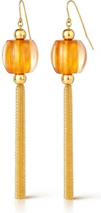 Gold & Honey Womens Tassel Bead Drop Earrings In Golden Nugget