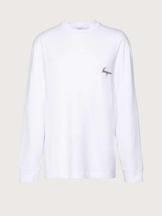 Ferragamo MenS White Cotton Relaxed Sweater