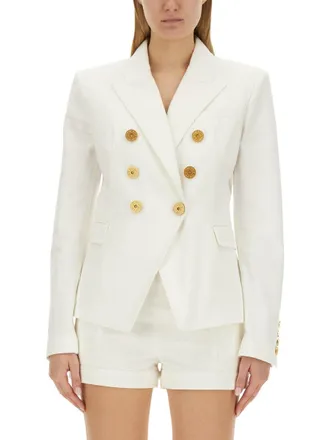 Balmain Six-Button Cotton Jacket - White