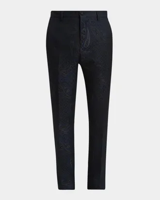 Etro Men & apos;s Paisley Jacquard Flat-Front Trousers