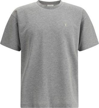 Saint Laurent Grijze Oversized T-shirt met Logo - Heren - T-shirts - Grijs - M - Tops