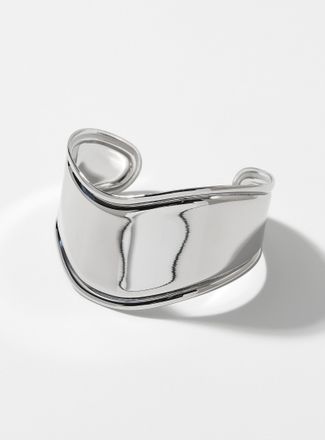 Simons Womens Silver wavy cuff bracelet