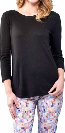 Insight Solid 3/4 Sleeve Top In Black