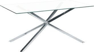 Beliani Beliani - Rectangular Dining Table 160 x 90 cm Tempered Glass Transparent Top Silver Legs Cora