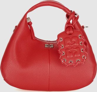 Ganni Sac Hobo Mini Grained Goji Berry