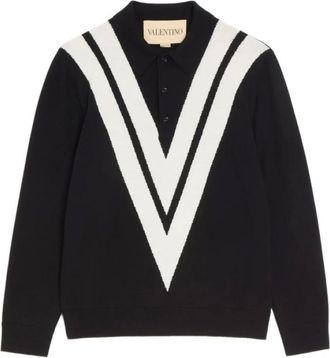 Valentino Round-neck Knitwear, male, Black, Size: L Round-neck Knitwear