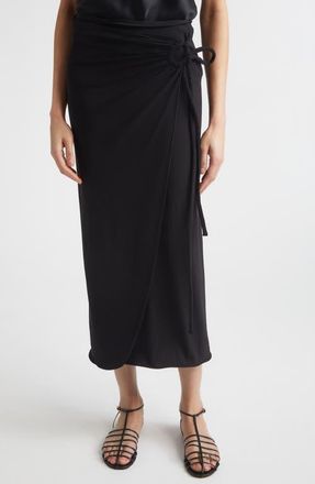 Max Mara Beachwear Ruched Jersey Wrap Skirt in Black at Nordstrom, Size X-Small