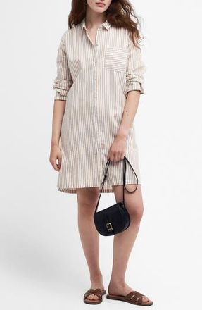 Barbour Seaglow Chambray Shirt Dress in Tannin Stripe at Nordstrom Rack, Size 10 Us / 14 Uk