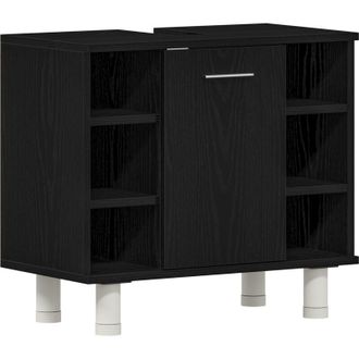vidaXL Vidaxl Gabinete De Ba&ntilde;o Con Almacenamiento Roble Negro 60 X 32 X 54 Cm