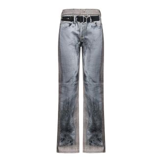 Y / Project Trompe Loeil-Printed Straight Leg Jeans - Dames - Jeans - Grijs - Maat: W26 Katoen