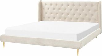 Beliani Beliani - Letto matrimoniale in velluto beige 180 x 200 cm Forbach